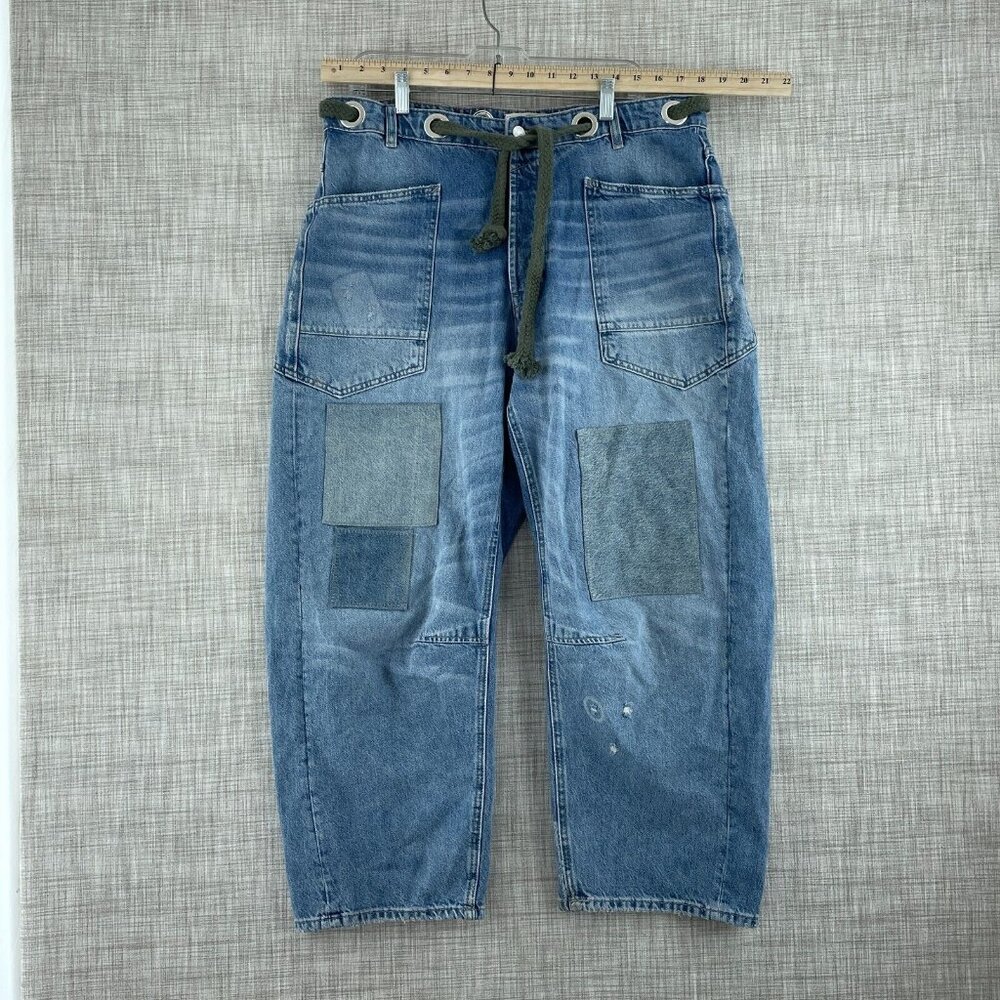 We The Free Blue Patchwork Jeans